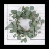 Decorative Flowers Eucalyptus Leaves Wreath Metal Polyester Fabric Paper Round Green 14 Inches For The Front Door