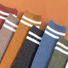 Women Socks Knee-High Stockings Solid Color Striped Harajuku Charming Legs Slimming Easy Matching Cotton Long Woman Fashion