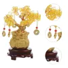 Ornamento de árvore de pedra natural com flores decorativas com bonsai chinês decoração de sorte para riqueza e sorte Casa 19 cm