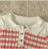 Magliette da donna Summer Short Sleeve Women T-shirt a righe a maglia da ragazza Top corto con colletto POLO