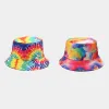 43 kleuren Zomer Tie Dye Emmer Hoeden Mode Regenboog Kleurendruk Emmer cap Panama Dubbelzijdig Vissen Hoed Mannen en Vrouwen Zon