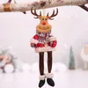 Ny 1PC Merry Gingham Tyg hängande ben hänge Nytt år söt jultomten snögubbe dockor julgran dekoration för hem barn gåva