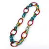 Kedjor Fishsheep Bohemian Geometric Acrylic Long Chain Necklace For Women Harts Big Multi Color Links Halsband Collar Party Jewelry