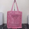 2023 Casual Womens Tote Handtas Nieuwe Grote Capaciteit Papieren Touw Schoudertas Fashion Hollow Out Stro Geweven Zakken Vakantie D2306163S