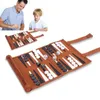 Jeux d'échecs Backgammon Jeu de société Ensemble de voyage Stratégie Pièces à jouer Dés Coupes en bois pour table 230615