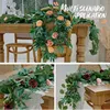 Decorative Flowers Artificial Eucalyptus Garland Willow Leaves - 2 Pack 6.5 Feet Greenery Decor Suit For Kitchen Wedding Backdrop