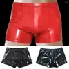 Shorts Masculinos Cueca Boxer de Couro Sintético Casuais Wetlook Látex Cuecas Calções de banho Roupas de Praia Roupas de Corrida Roupas de Casa