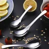 Ny metallmiddagssked rostfritt stål soppsked hemkök Använd stor kapacitet Cafe Ice Cream Round Bottom Spoon Kitchen Gadgets
