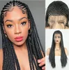 Natural looking 28 inch Long Synthetic Hair Colorful Box Braids Lace Front Wigs for Black Woman