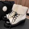Designer Channel Boots Womens Anckle Boots Martin Short Woman Shoes Autumn Boots Fashion Leather Elegant New British Casual Thin Breathable lack and White
