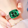 Armbandsur Wiilaa 2023 Green Diamond Style Luxury Women Quartz titta på kreativa unika damer handled för kvinnlig klocka relogio feminino