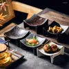 Plates Retro Japanese Style High-footed Cold Dish Plate Ceramic Soy Sauce Seasoning Snack Sushi Sashimi Tableware