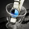 Wristwatches Enmex Individualization Special Wristwatch Canvas Creative Design Mysterious Gradient Blue Fashion Quartz Clock Men Watch