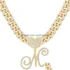 Pendant Necklaces English Alphabet Letters Pendants Cuban Link Chain Necklace Jewelry Heart Drop Delivery Dh2Ji