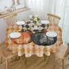 Tafelkleed Thanksgiving pompoen plaid ronde tafelkleed feestkeuken diner omslag vakantie decor waterdichte tafelkleden