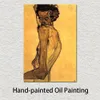 Modern landschap canvas kunst zelfportret met arm draaien boven hoofd Egon Schiele schilderij handgeschilderde hoge kwaliteit