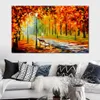 City Life Landscape Canvas Art Silence of the Fall Hand Painted Kinfe målning för Hotel Wall Modern