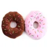 Lustiges Donut-förmiges Quietschspielzeug für Hunde, Fleece-Sound-Spielzeug zum Kauen und Spielen von Hunden, rosa Kaffee, Haustierzubehör