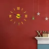 Horloges murales 2 PCS Nombre Autocollants Anglais Horloge Classe Bureau Britannique Sans Cadre Doré