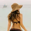 Chapeaux à large bord 2023 chapeau de soleil pour femmes été plage Fashiona Lafite paille voyage crème solaire multifonctionnel pliant