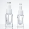 Clear Square Glass Dropper Bottle Essential Oil Perfume Bottle 15ml with White/Black/Gold/Silver Cap Fiqxp