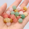 Pendant Necklaces 1 PCS Green Aventurine Jade Rose Quartz Pumpkin Shape Natural Stone Small Jewelry Making Necklace Earring Accessories