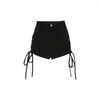 Женские шорты повязки сексуально Y2K Женская уличная одежда готическая мини -мини -талия кружев. Повседневная узкая черная гот -клуба мода летняя сковорода