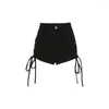 Kvinnors shorts bandage sexig y2k kvinnor streetwear gothic mini hög midja snörning avslappnad tät svart goth klubb mode sommarpanna