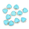 Pendentif Colliers Coeur Forme Bleu Turquoises Pierre Naturelle Perles Charme Pour DIY Collier Bracelet Accessoires Fabrication de Bijoux Cadeau 18x20mm