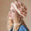 Baretten Winter Breiwol Baret Vrouw Kleurrijke Bijpassende Gestreepte Gebreide Muts Casual Mode Dames Pompoen Baret Vrouw 2022 Groothandel Z0616