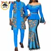 Ubranie etniczne Afrykańskie ubrania pasujące do bazy w weselnej Bazin Riche Kobiety drukują top i koronkowe spódnice zestawy Dashiki Men 3 sztuki Y22C088 230615