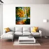 Street Landscape Canvas Art Noon In the Forest Handmade Modern Painting for Family Room Decor