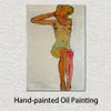 Fêmea Arte da Arte Feminina Feminina Nude com Armado Certo 1910 Egon Schiele Pintura artesanal Decoração de casa artesanal para quarto