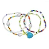 Strand Bohmian Armbanden Voor Vrouwen Hart Turquoise Kleurrijke Kraal Boho Bedelarmband 2023 Fashion Jewerly AM3175