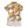 Kleding Sets 3 Stuk 2023 Zomer Baby Jongens Kleding Mode Toevallige Strand Print Korte Mouwen Katoenen Tops Shorts Boutique Kid set BC629