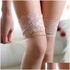 Sexy Socks Solid Color Lace See Through Stockings Suspender Pantyhose Tight Underwear Women Clothes Black Red Purple Drop Delivery Ap Dh3N7