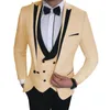 Costumes pour hommes blanc Slim Fit hommes pour marié 3 pièces Double boutonnage gilet mâle mode veste avec pantalon noir mariage smoking 2023