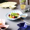 Assiettes Assiette De Boulette En Céramique De Style Japonais Avec Plat De Vinaigre Porcelaine Mignon Coquille Dessert Créatif Snack Salade Vaisselle