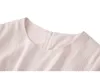 2023 Sommer rosa Festkleid Kleid Kurzarm Runde Hals knielange lässige lässige Kleider W3L041802