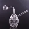 2 pçs Novos cachimbos de água criativos em forma de granada Cachimbos de vidro queimador de óleo Bongs Heady Mini Bongs Dab Rigs Pequeno Bubbler Beaker Reciclar plataforma de óleo com tubo de queimador de óleo destacável