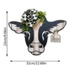 Decorative Flowers Highland Cattle Door Hanging Wreath Ornament Artificial Cow Head Garland Christmas Gift Home Decor For Holiday Party