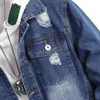 Herrjackor plus storlek 6xl 7xl Spring Men's Hole Denim Jacket Högkvalitativ bomullsgata Mens Fat Jean Blue Brand Coats