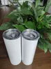 EUA CA Armazém Local 20 onças 304 Aço Inoxidável Copo de Sublimação Isolado a Vácuo Copo Reto Branco DIY Copo de Café para Carro com Palha e Tampa