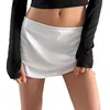 Damesshorts RUIBBWAN Dames Ruche Geplooide Casual Mini-rokken Zomerkant Doorzichtige lage taille Korte streetwear (witte rok M)