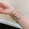 Hot Boutique Internet Celebrity Cati Bracciale per unghie con diamanti Semplice personalità femminile Coppia incolore Acciaio al titanio Maschio aperto