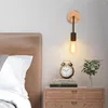 Wall Lamp Modern Simple Base E27 110V 220V Wooden Light Fixture For Bedside Living Room Bathroom Indoor Lighting Sconce