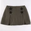 Spódnica Y2K Grunge Denimowa spódnica z Patchwork Patchwork Summer Letni zamek błyskawiczny plisował linię mini modne ubrania 230616