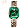 Armbandsur Wiilaa 2023 Green Diamond Style Luxury Women Quartz titta på kreativa unika damer handled för kvinnlig klocka relogio feminino