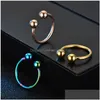 Band Ringen Verstelbaar Roestvrij Staal Dubbele Bal Ring Sier Gouden Teen Voor Vrouwen Mode-sieraden Gift Will En Sandy Blue Drop Levering Dha31