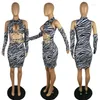 فساتين غير رسمية Wuhe Lace Up Hollow Out Zebra Stripes Bodycon Women Dress 2023 Summer Sexy Night Party Clubwear